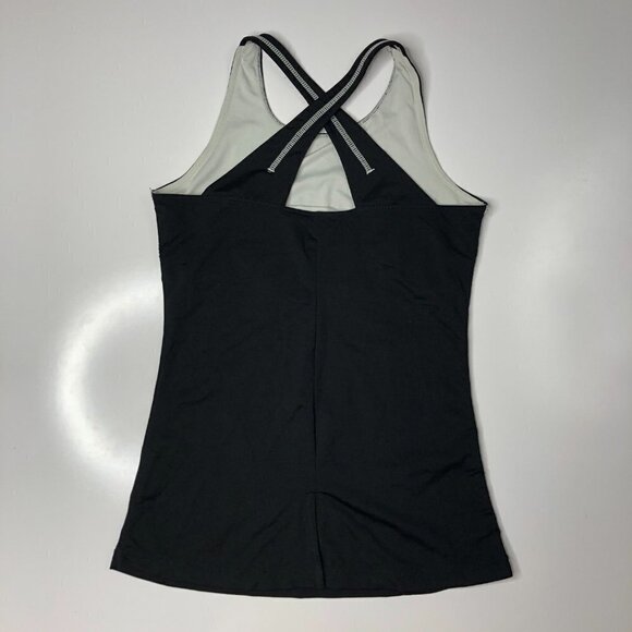 𝅺matrix Racerback Flared White Stitched Black Active Stretchy Tank Top SIZE XS - Picture 2 of 11